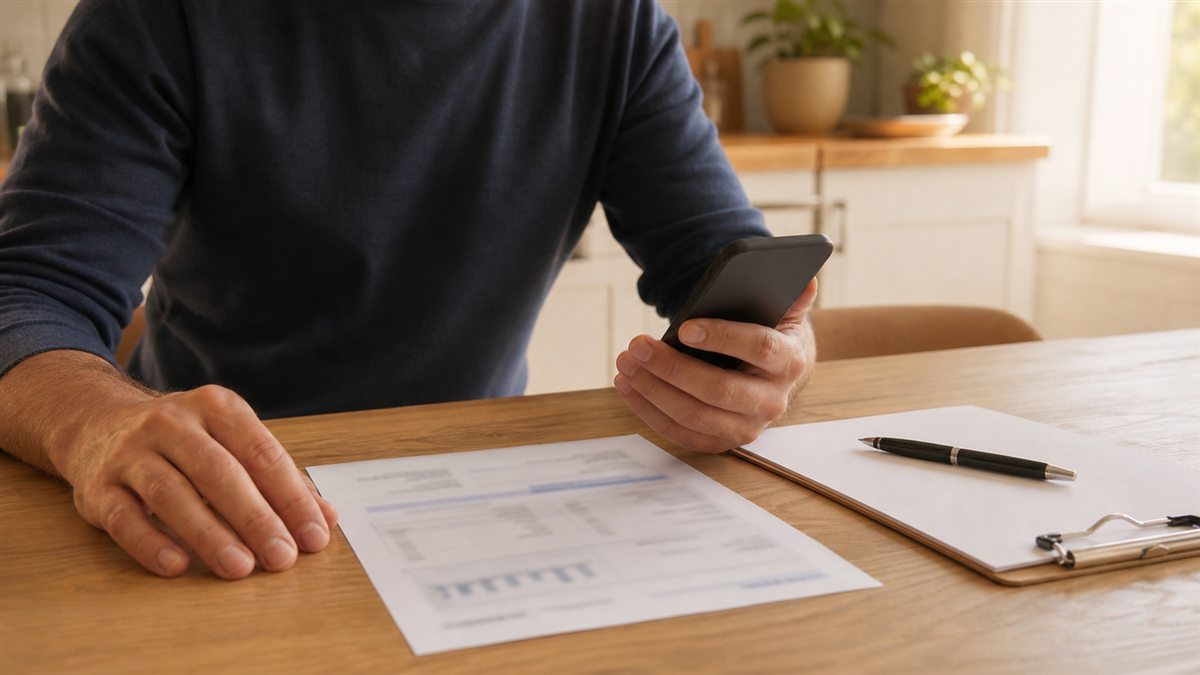 Homeowner reviewing an electric statement and contact details